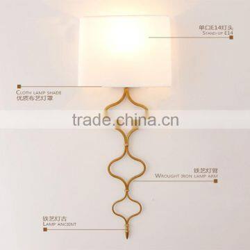 mass production hot sale america style S shape metal wall lamp for indoor