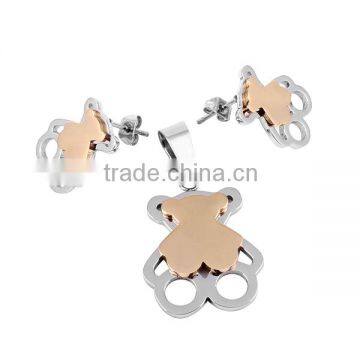 SRS0088 Fashion Jewelry Gold PVD Coating Dad & Son Teddy Bear Jewelry Set