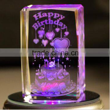 2016 Factory wholesale 3d laser birthday crystal cube