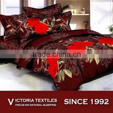 red romantic rose floral print sheet set bedding comforter set 3D