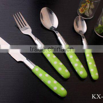 colorful plastic handle hot style stainless steel flatware cutlery(KX-P007)