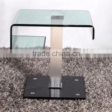 fashion hot-bending glass Coffee table with aluminium tube