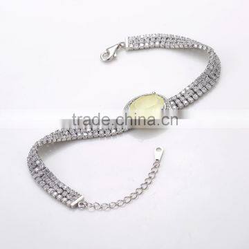 Fashion 925 Sterling Silver Big White AAA Zircon Prong Setting Bracelet photo-3