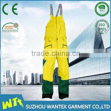 wholesale unisex working pants two tone fluo yellow and green working pants polyester oxford new style suspender trousers