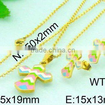 Colorful Jewelry Sets With Cross Pendant Set Pendant And Earring Gold