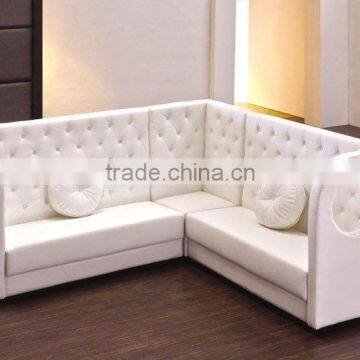 Modern restaurant Button Tufted leather booths corner sofa bench seat