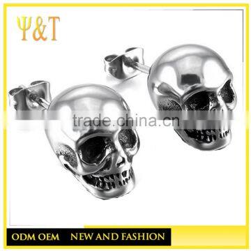 China Factory Punk Style Skull Earrings, Punk Cute Gothic Skull Head Stud Earrings (HE-001)