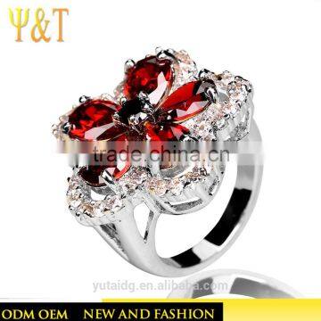 Jingli jewelry Red Stone Flower Shaped Ring Women (YJ-850)
