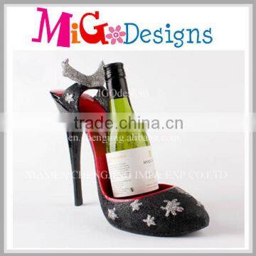 Black High Heel Wine Rack Polyresin Craft Display Wine Holder