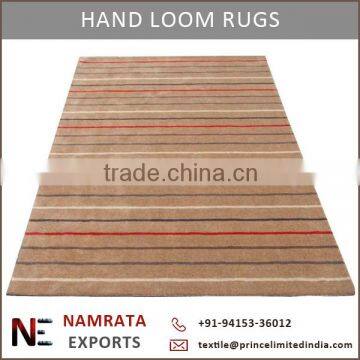 Best Quality Stripes Design Hand Woven Indian Wool Rug