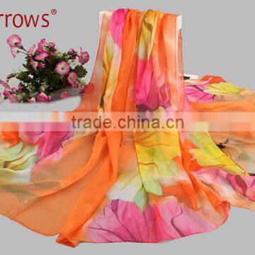 Infinity Chiffon 100% Polyster Silk Imitated Fabric Material Women Girls Scarves and Shawls Wrap With Printed Patterns photo-4