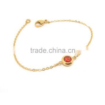 Good quality stainless steel stone bead bracelet ruby zircon bracelet