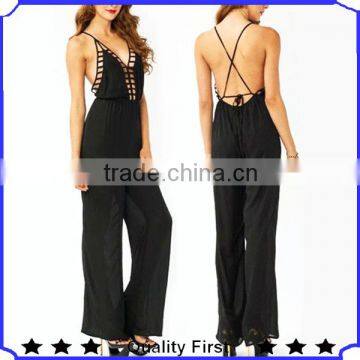 wide leg chiffon jumpsuit strappy design around the bust ladies pants fashion