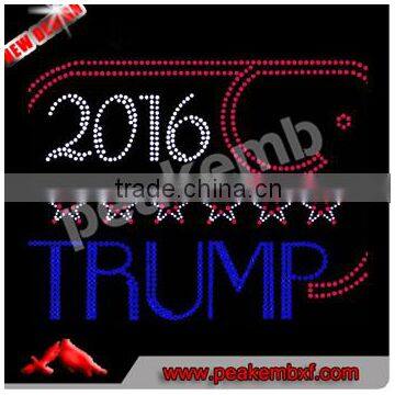 Best Saling Custom Donald Trump Rhinestone Heat Transfers Design Iron on Bling Bling Clothing