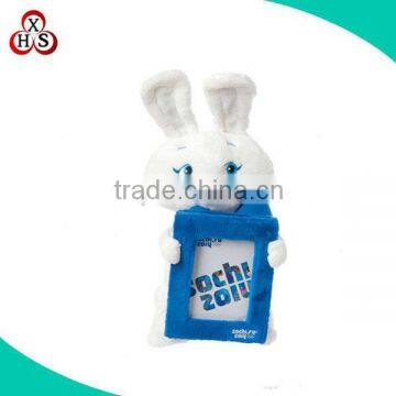 Funny wholesale handmade pink bunny photo frame plush toy