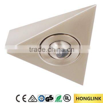 1W COB Satin nickel adjustable triangle led cabinet light