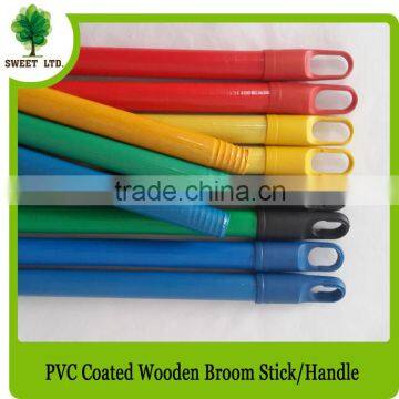 Household good quality PVC cover wood broom stick brush handle 120cm length