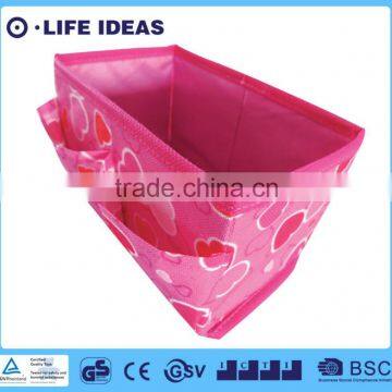 lovely hearts printing non-woven fabric storage box with two bags outside