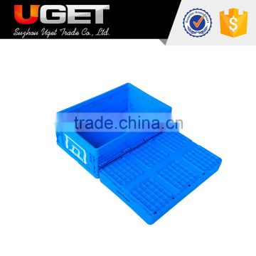 Durable easily folded large stackable plastic crate with lid