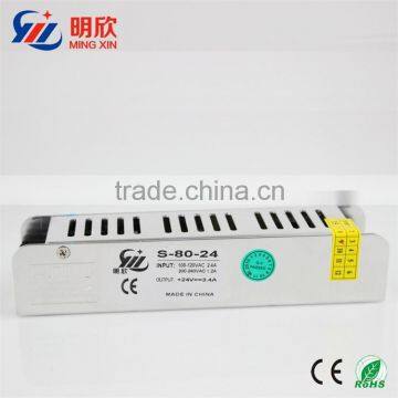 110v/220v ac to dc 24v 80w slim case led power supply ,80w strip shape switch mode power supply