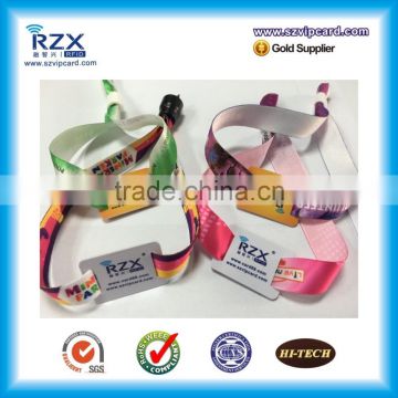 One-time use rfid fabric woven wristband for festival events