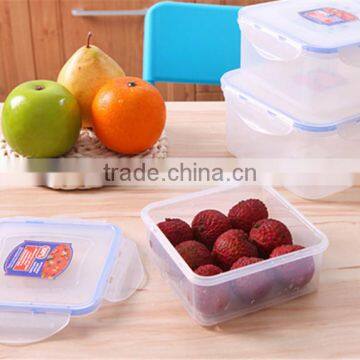 Square Transparent BPA free plastic food lock storage box wholesale