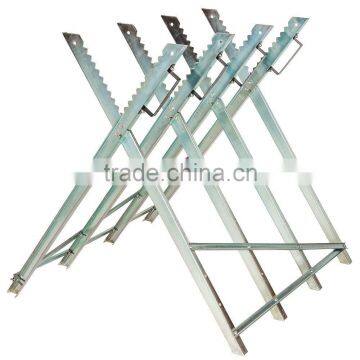 Galvanized steel sawhorse with foldable structure