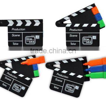 3 in 1 Film Shape Multicolor Highlighter Promotion Novel Promotional Articles Stationery Business Plan/Five Point Shape Highligh photo-3