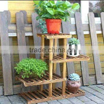 Wooden flower display rack wall flower pot stand