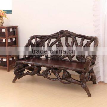 Southeast Asia Style Root Carved Double Seater Chair, Wood Carved Decorative Leisure Chair (BF01-X1164) photo-2