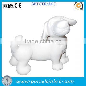 Love Cute Dog Figurine Unpainted Ceramic Bisque Home Decor