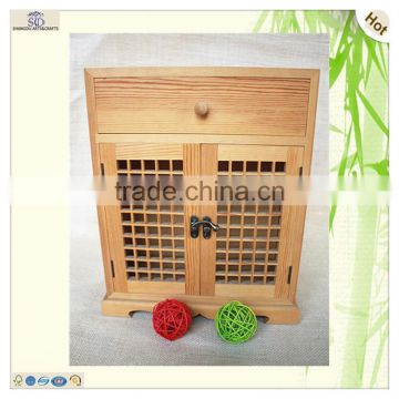 wood two layer lattic door jewelry display box