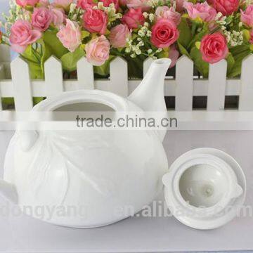 Plain White Porcelain Teapot,ceramic Teapot With Embossing Design photo-6