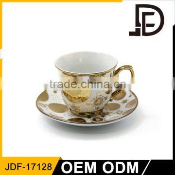 Wholesale Gold Electro Plating Custom Printed Durable Porcelain Tea Cup and Saucer photo-3