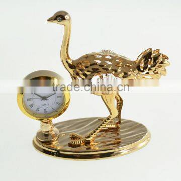 High Quality Gold Plated Ostrich Clock for Business Gift photo-4