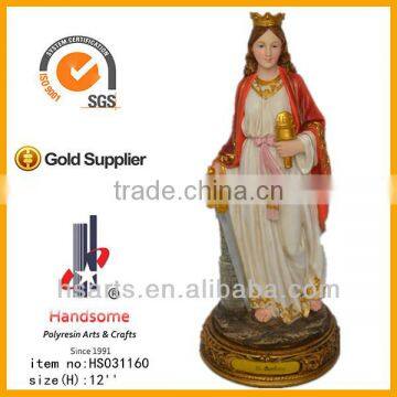 12"Resin Saint Barbara religious statue with resin base