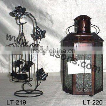 Mini Antioue Candle Holder Rose Gold Metal Lantern photo-3