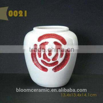 Red ceramic flower vases