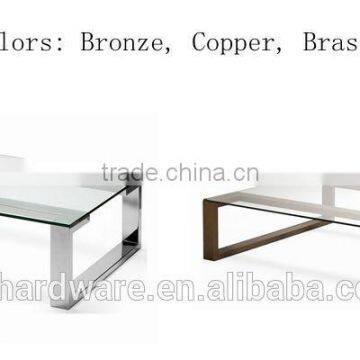 Bronze Stainless Steel Base Glass Coffee Table photo-3