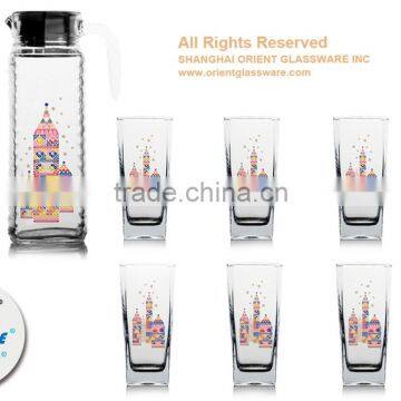 1300ml 1000ml Halloween Christmas Fruit Color Printing Jug Set and Water Glass Jug Set and Glass Carafe and Decanter photo-2