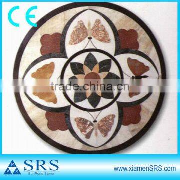 Interior floor water jet marble medallion