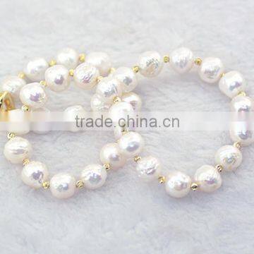 11-12mm White Eaison Pearl With 14K Gold Clasp Necklace photo-4