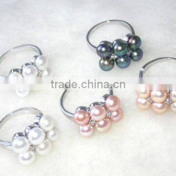 Six Pearls Stainless Rings Tihatian Pearl Ring photo-2