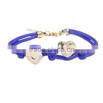 Double Hearts Wax Cord Braided Bracelet Handmade Friendship Bracelet photo-5