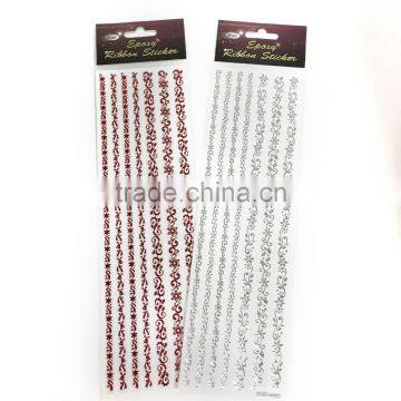 Festival Mood Epoxy Ribbon Sticker, X'mas Season Foil Sticker, Foil Epoxy Ribbon Sticker in Red photo-6