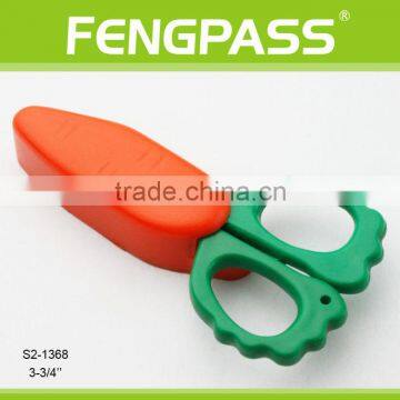 S2-1368 3-3/4" 2CR13 Stainless Steel PP Plastic Handle Cute Style Kid Scissors With Carrot Cap photo-2