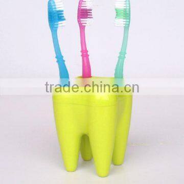 ABS Teeth Shaped Toothbrush Stand (Yellow)