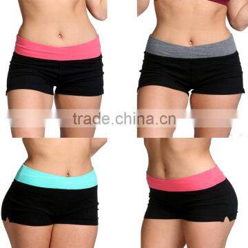 Sports Bras And Shorts Wholesale Custom Contrast Two Tone Waistband Yoga Lounge Wear Running Ladies Rugby Shorts