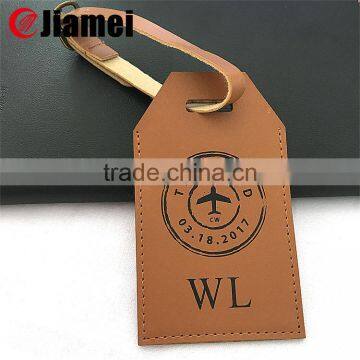 Custom metal logo leather luggage tag