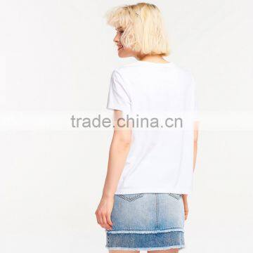 Lovely Heart Pattern Design Custom Printing 100% Cotton Custom O Neck Women White t Shirt photo-3